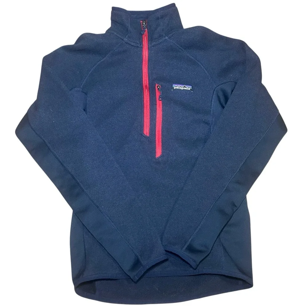 Patagonia Performance Better Sweater 1/4 Zip Fleece Men XXS Navy Blue‎ Red 25960